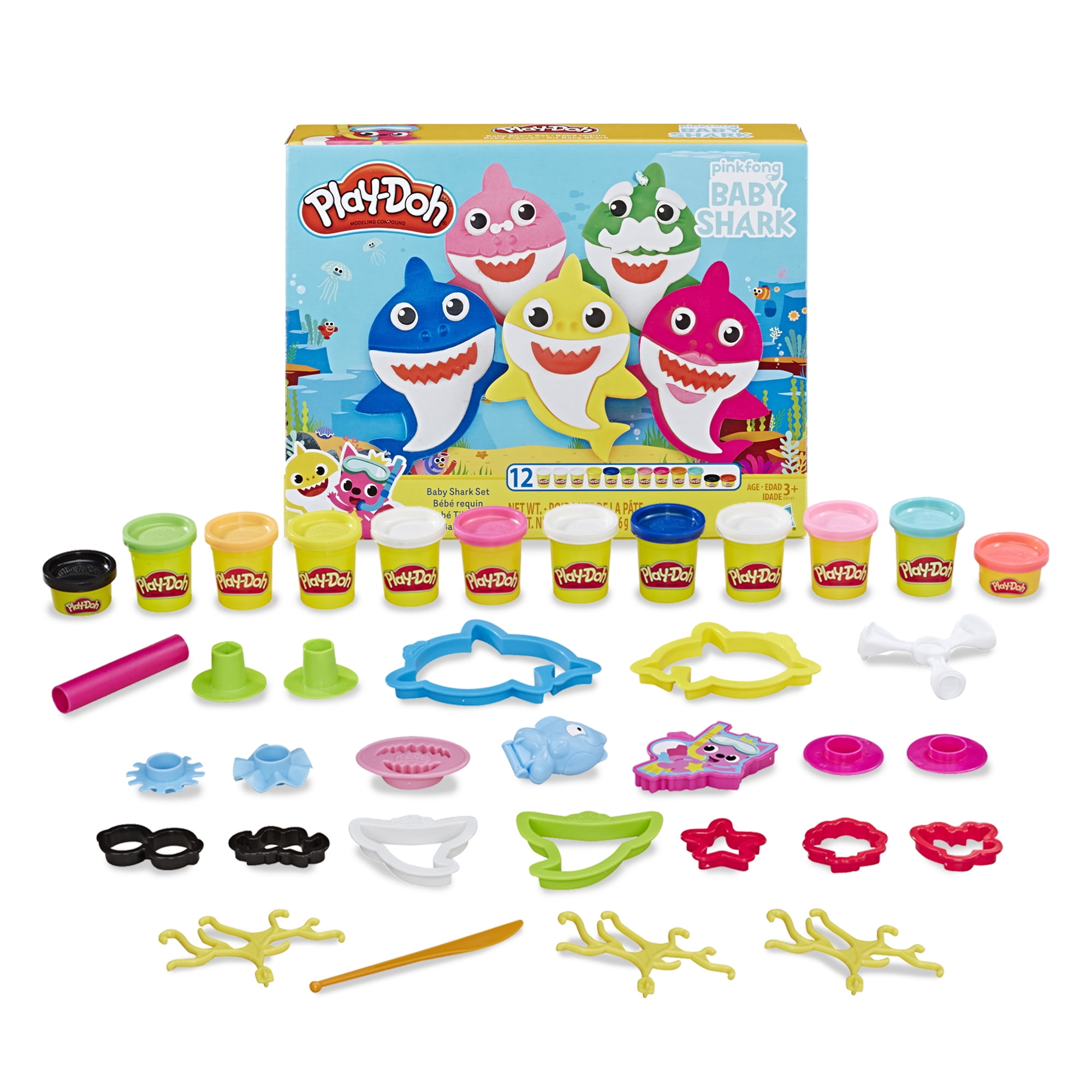 Details about   Play-Doh Pinkfong Baby Shark Set With 12 Non-Toxic Cans 