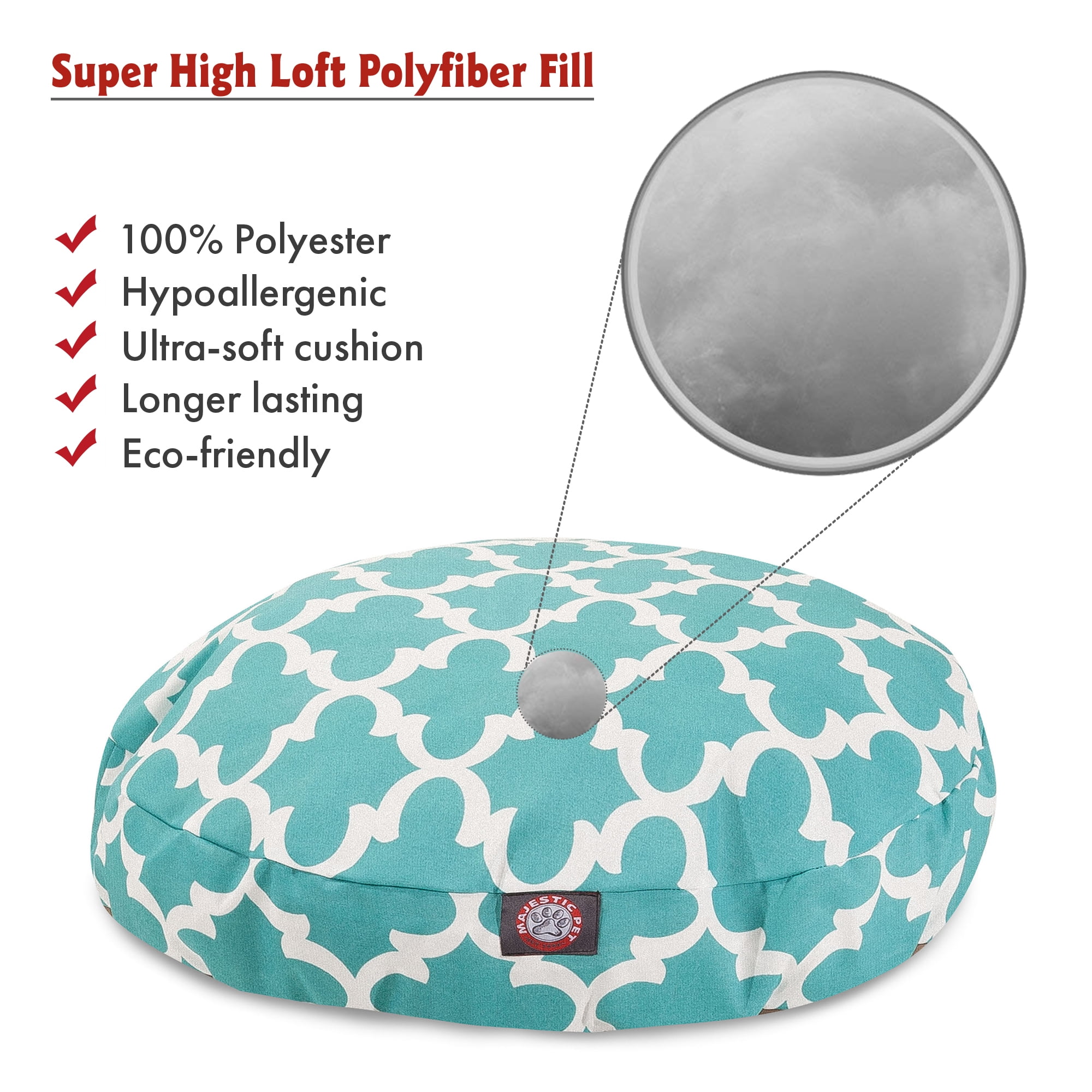 Majestic Pet | Trellis Round Pet Bed For Dogs, Removable Cover, Teal, Large