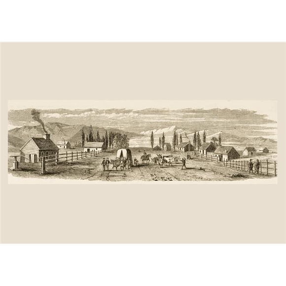 Salt Lake City Utah en 1850 à Partir de Photos Américaines Dessinées avec un Stylo et un Crayon par Rev Samuel Manning Circa 1880 Poster Print&44; Grand - 32 x 22