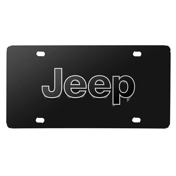 Jeep Black Logo Black Stainless Steel License Plate