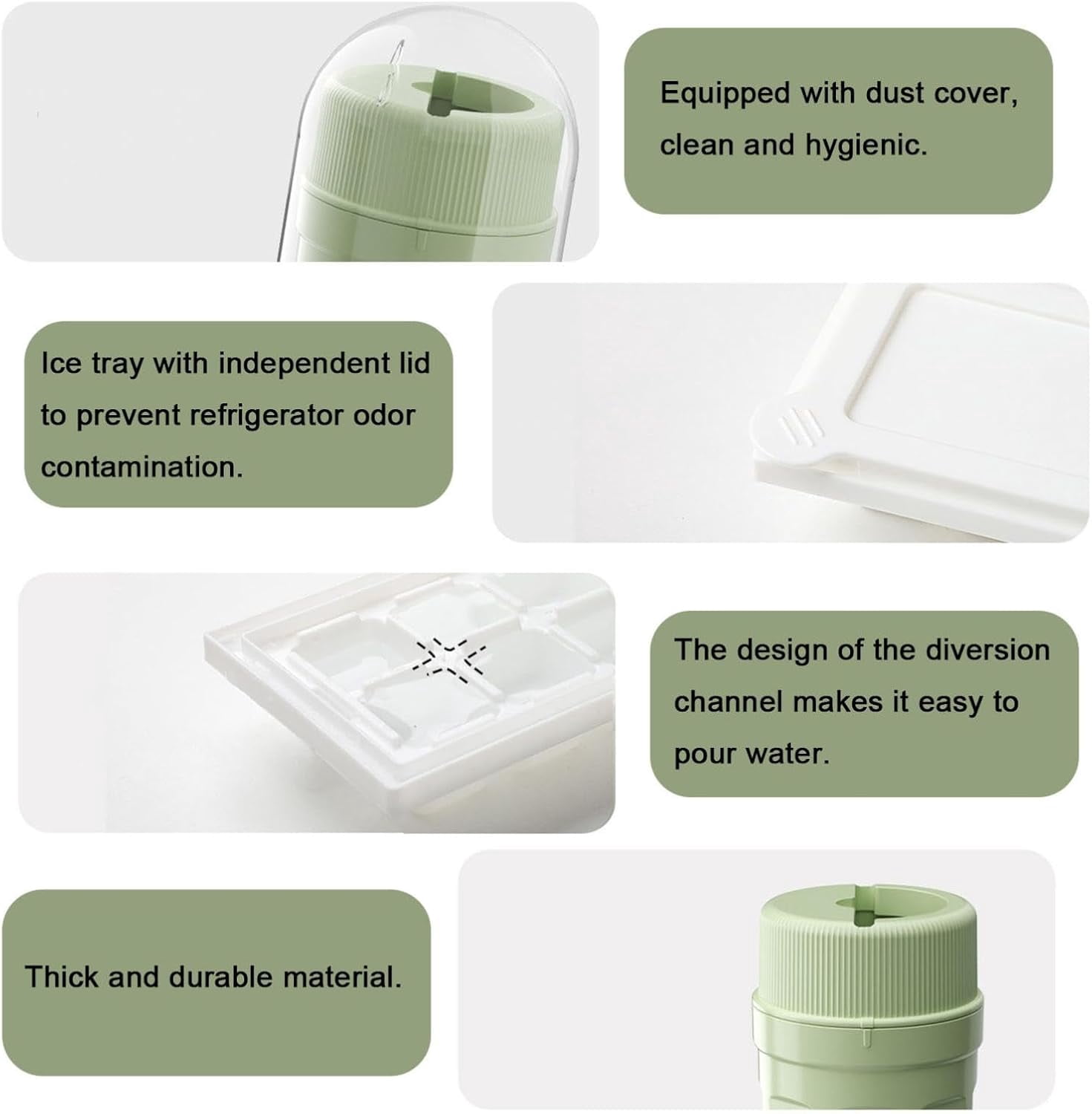 Easy-Twist Ice Cube Tray Kit with Lid - 3-Pack Stackable Ice Molds & Release Tool, BPA-Free Rotating Ice Maker for Whiskey, Cocktails & Home Bar (Green)