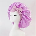 thumbnail image 4 of Women Sleeping Shower Cap High Elastic Hair Bonnet Hat deep purple, 4 of 5