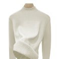 thumbnail image 5 of Ediodpoh Soft Thermal Pullover Sweater High Neck Winter Warm Lined Casual Fashion Tunic Blouse Knit Tops for Women Beige, 5 of 5