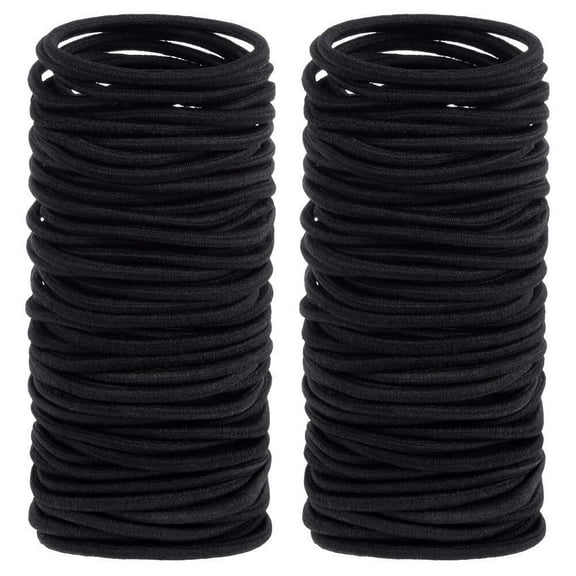 100 Pcs Elastic Hair Ties for Women, Girls Ponytails Hair Holders, No Metal Stretch Elastic Black Hair Bands, 4MM Hair Elastic Ties for All Hair Types