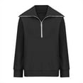 thumbnail image 5 of IROINNID Fall Sweatshirt for Women Zip Up Collar Long Sleeve Pullover Casual Loose Tops Pullover,Black, 5 of 8