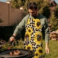 thumbnail image 4 of Beige Leopard Sunflower Pattern Apron-Garden Aprons for Women with Pockets-Cotton Linen Waterproof Kitchen Cooking Gardening Aprons Adjustable for Kitchen,Cooking,BBQ and Salon 33x27 Inch, 4 of 7