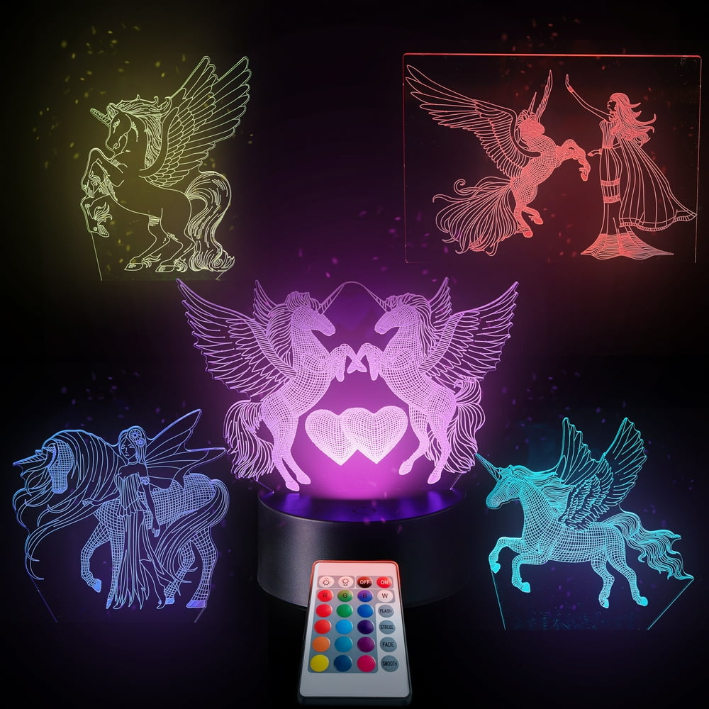 5in1 Unicorn Night Light 3D Nightlight for Girls Room, Kids. 5
