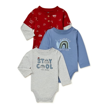 

Garanimals Baby Boy Long Sleeve Bodysuits 3-Pack Sizes 0/3-24 Months