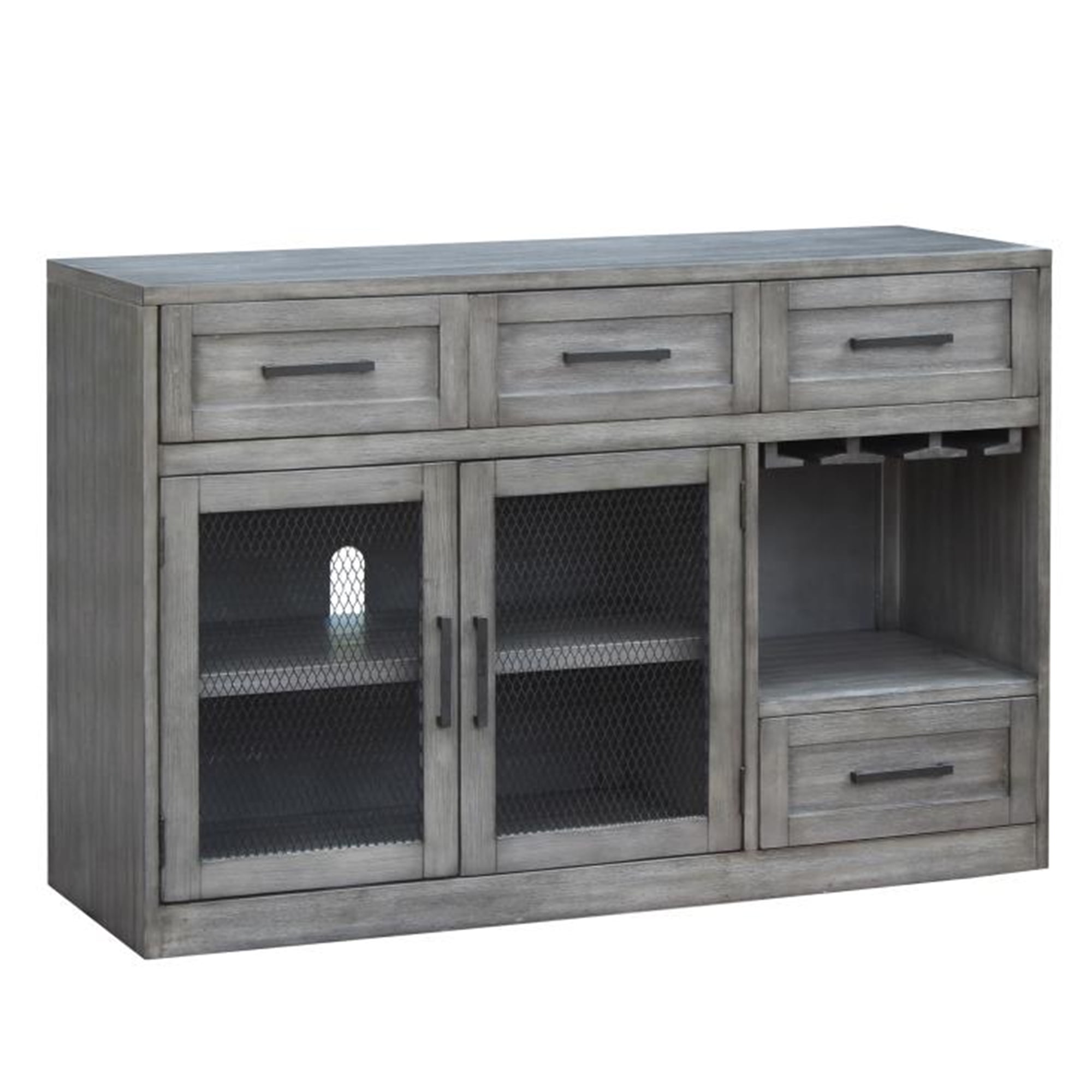 Industrial Style 4 Drawers Wooden TV Stand with Caged 2 Door