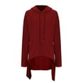thumbnail image 4 of HAPIMO Women's Tops Dressy Tunic Casual Irregular Hem Loose Plus Size Shirts with Pockets Long Sleeve Hoodies Sweatshirts Outfits Crew Neck Pullovers Drawstring Fashion Red L, 4 of 5