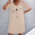 thumbnail image 2 of Vestidos de manga corta con hombros descubiertos y encaje con cuello en V estampado sexy de verano para mujer Fridja bnh5332, 2 of 9