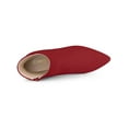 thumbnail image 4 of BLISSFUL STEP Women's Pointy Toe Side Zip Block Heels Ankle Boots Red 9, 4 of 7