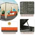 thumbnail image 4 of Outdoor Sun Bed, Patio PE Rattan Canopy Bed with Adjustable Seats and Curtains, Outdoor Chaise Lounge Daybed with 4 Sided Canopy, Patio Loveseat Sofa Set for Balcony Garden Backyard Poolside, Orange, 4 of 7