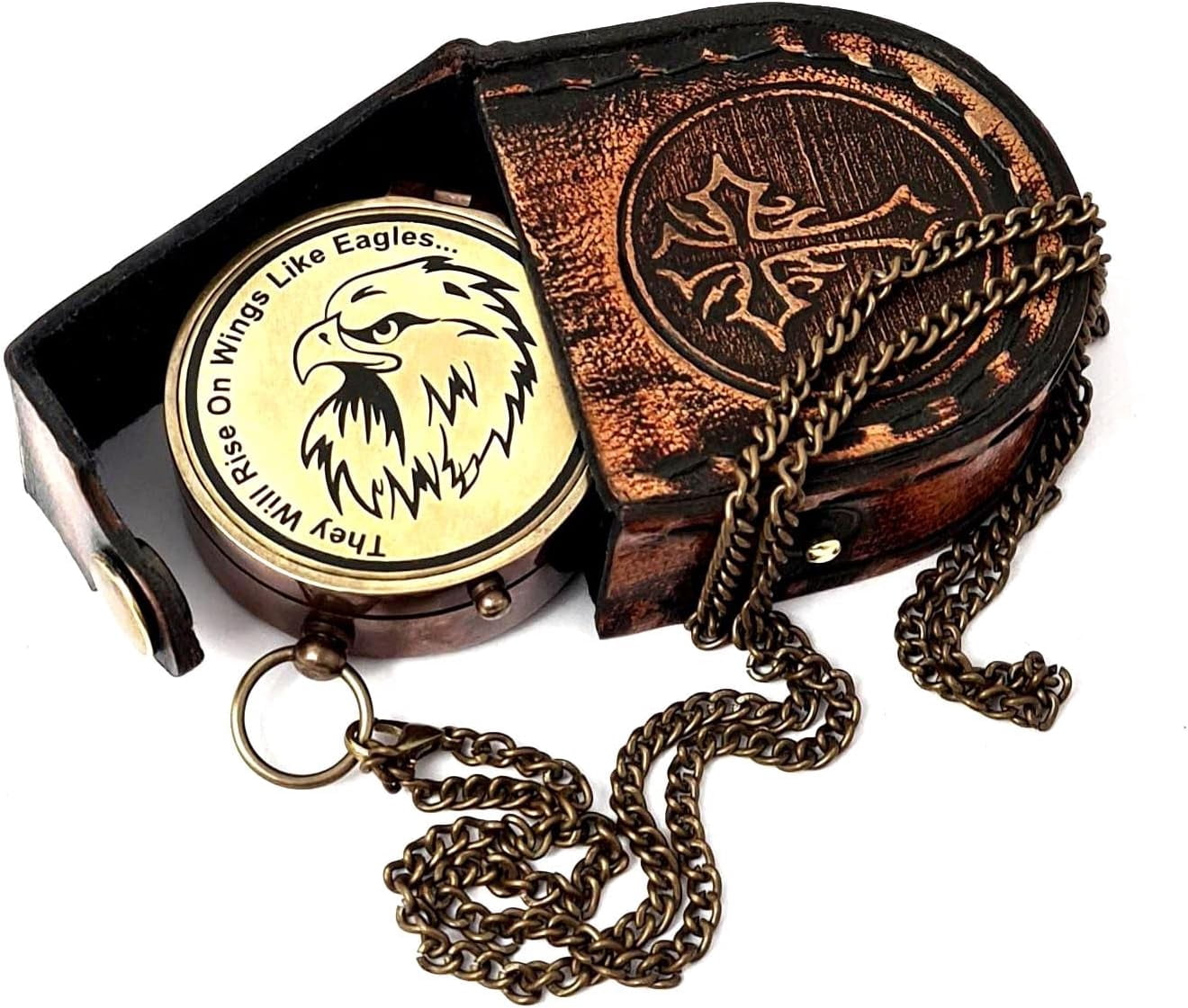 Maritime Treasures Instruments Brass Compass Engraved Gift for Son, Grandson, Daughter, Baptism, Confirmation Communion Godson Church Graduation Day - Isaiah40:31