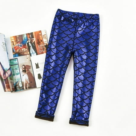 

URMAGIC Toddler Little Kid Girls Shiny Mermaid PU Leather Leggings Fleece Lined Warm Tight Pants