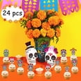 thumbnail image 2 of Day of the Dead Sugar Skull Halloween Cake Toppers, by Joymemo (24 Count), 2 of 5