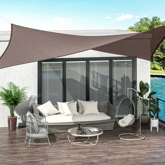 20' x 13' Rectangle Outdoor Patio Portable Shade Canopy Sun Sail - Brown