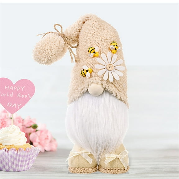 A Bee Festival Gnome Doll Plush Stuffed Faceless Decoration Home Decor Gift Handcrafted Festive Ornament Seasonal Display Soft Felt Figure (5.3Oz)