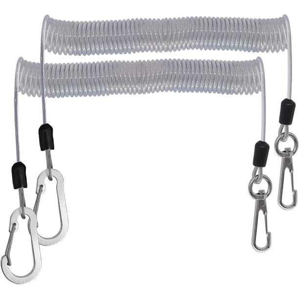 Fishing Lanyard, Heavy Duty Coiled Lanyards Stainless Steel Wire Inside