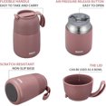 thumbnail image 3 of Insulated Thermo  Jar for Hot & Cold  for Adult, 17 oz Soup Thermal Hot  Containers for Lunch, Triple Layer Insulation Stainless Steel  Jar with Spoon ( Pink2), 3 of 6