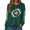 Green, variant on Towmus Women's 2025 Autumn Winter Casual Rugby Printed Crewneck Sweatshirt Long Sleeve Loose Pullover Tops