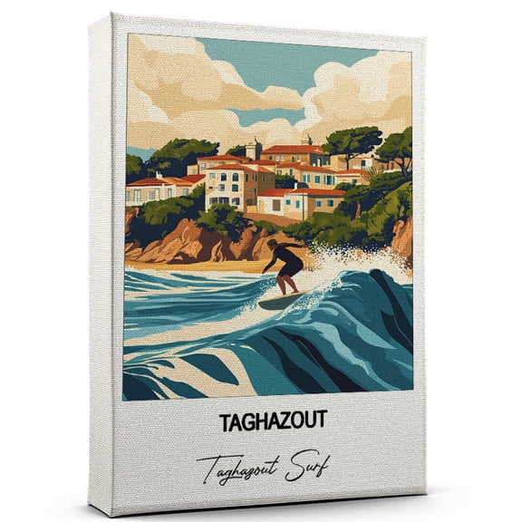 Taghazout Travel Canvas Wall Art – Nature-Inspired Travel Decor with Scenic Views Taghazout Surf Canvas Wall Print – A Captivating Gift for Adventure Seekers