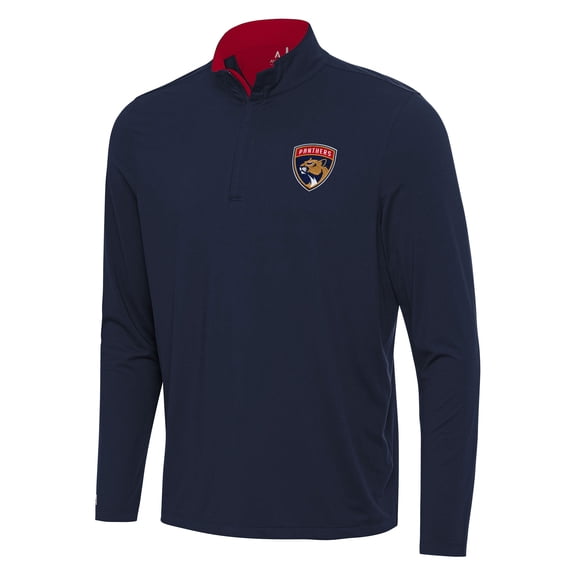 Men's Antigua Navy/Red Florida Panthers Content Quarter-Zip Pullover Top