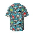 thumbnail image 4 of Balery Christmas Hat Cute French Bulldog Men's Casual Button Down Shirt Short Sleeve Textured Summer Cuban Beach Shirts-4X-Large, 4 of 7