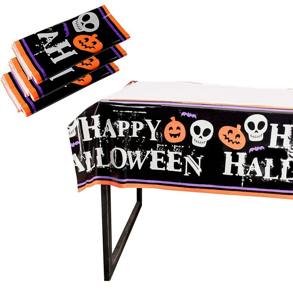 Halloween Tablecloth Plastic
 3 Pack Happy Halloween Plastic Tablecloths 108 x 54in Rectangular