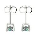 thumbnail image 4 of 2 ct Push-Back Stud Earrings for Women | 7x5mm Emerald Cut Blue Moissanite | 18K White Gold, 4 of 5