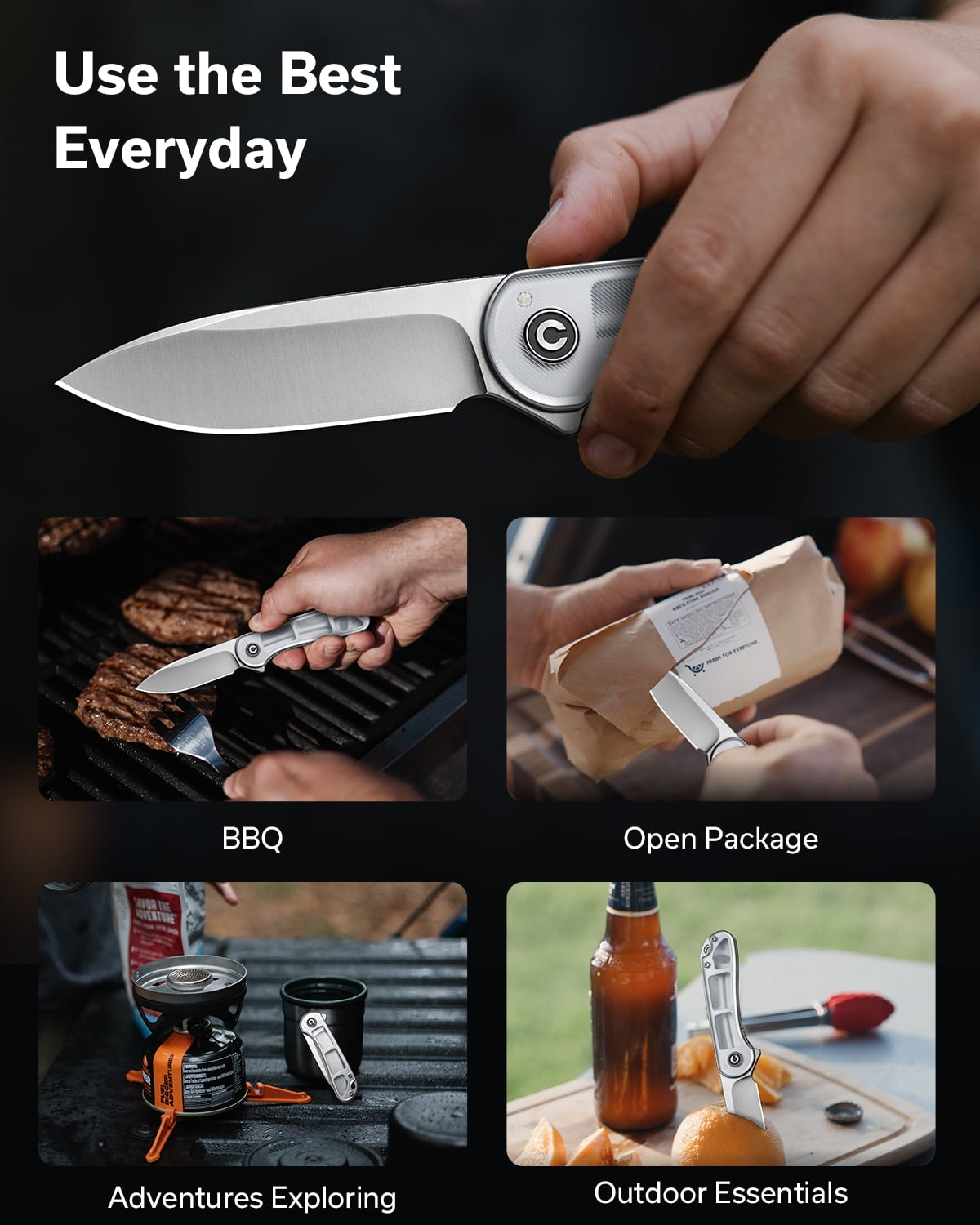 CIVIVI Pocket Folding Knife Elementum 2.96" D2 Blade C907A-7