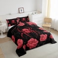 thumbnail image 3 of Feelyou Red Spider Animal Queen Comforter Set for Teen, Valentines Day Rose Flower Bedding Sets, Romantic Gothic Reversible Bedding Comforter Set, Lightweight Room Decor, 3-Piece, 3 of 8