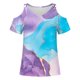 thumbnail image 4 of Camisas de Manga Corta para las Mujeres Blusa de Cuello Redondo de Impresión Casual, Top de Algodón de Imitación Ligero para el Hogar, el Uso Diario Y las Cuatro Estaciones, 4 of 4