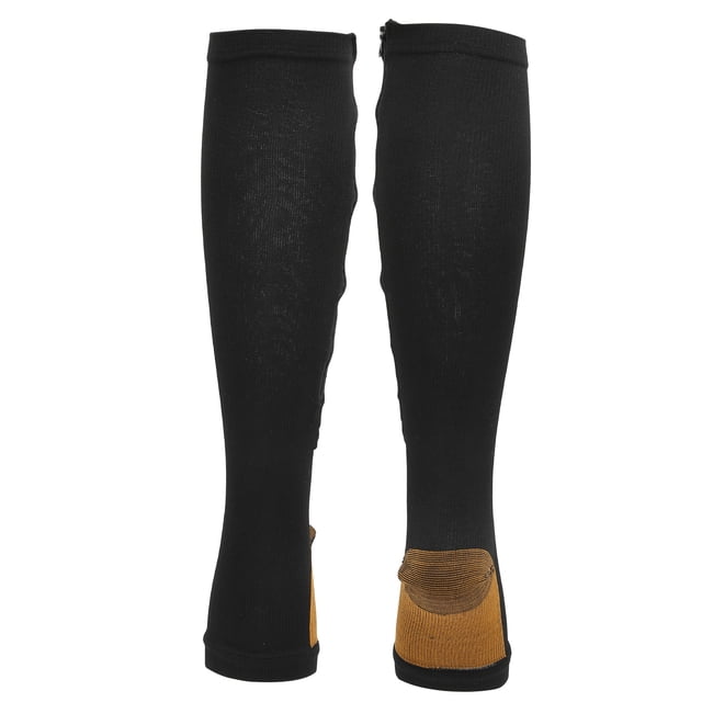 Compression Socks, Zippered Compression Socks Nylon Compact Soft Reusable For Home Travel For Women Black Splicing,Skin Color Splicing