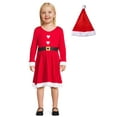 thumbnail image 2 of Holiday Toddler Girls' Santa Dress with Hat, 2-Piece, Sizes 12M-5T, 2 of 11