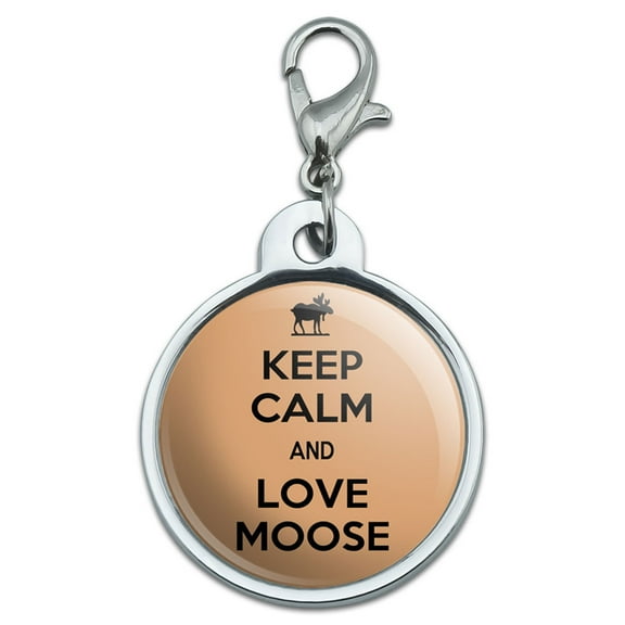 Keep Calm And Love Moose Small Metal ID Pet Dog Tag