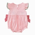 thumbnail image 4 of Baby Onesies Girl Baby Girl Outfit Infant Strawberry Polka Dot Print Bowknot Fly Sleeve Romper Bodysuit Casual Outfit, 4 of 8