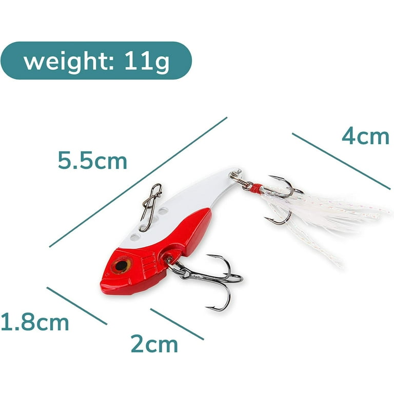 5PCS Fishing Lures Rooster Tail Metal VIB Hard Spinner Blade Baits