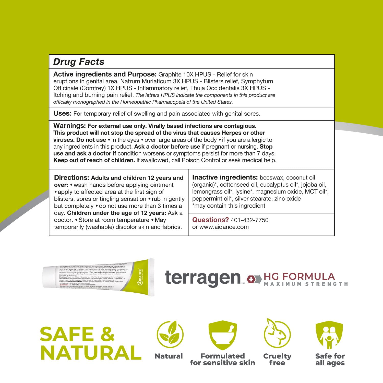 Terragen Genital Herpes Cream MAX for Men & Women with All-Natural Activated Minerals® for Pain Free Relief of Herpes Outbreak & Itch Sores (14gm )