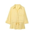 thumbnail image 1 of Économies d'Hiver! HVOBTTY Chandails à Enfiler pour Femmes, Haut/chemise à Col à Revers à Manches Longues de Style Uni pour Femmes Jaune, TP, 1 of 4
