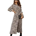 thumbnail image 3 of Vestido de manga larga con botones, vestido de manga larga con estampado floral para mujer, vestido largo de moda con lazo en la cintura, logra más, 3 of 5