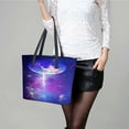 thumbnail image 6 of Earth Galaxy Space Woman Leather Handbags Large Tote Bag Fashion Portable Handbags With Zipper, 6 of 7
