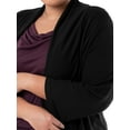 thumbnail image 5 of Wright's Women's Plus Size 3/4" Sleeve Draped Open Front Jersey Pocket Cardigan, 1X-5X, 5 of 6