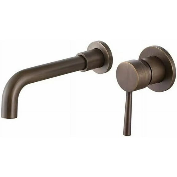 Wall Mounted Basin Mixer Taps,Brass 360 °Swivel Spout,Single Handle Wall Mounted Bathroom Sink Faucet,Antique