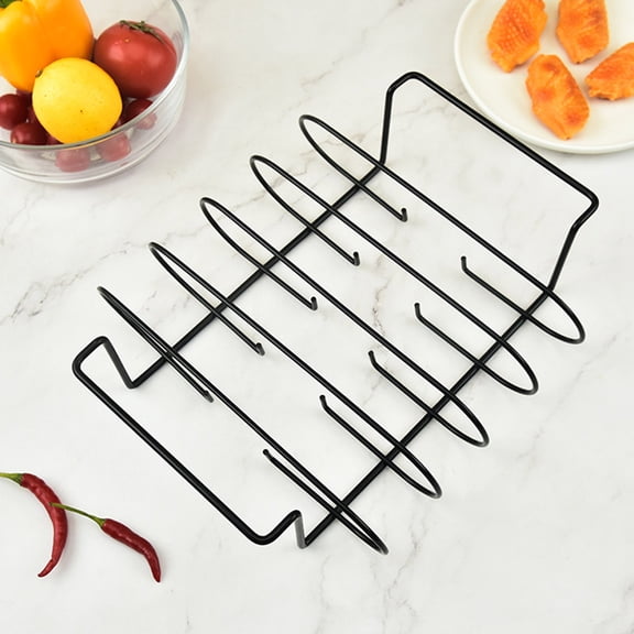 NSESSHome BBQ Rib Racks for Smoking, Gas Smoker or Charcoal Grill, Sturdy and Non Stick Standing for gas grill, BBQ grill, Holds Up to 5 Back Ribs, Grilling and Barbecue Gifts for Men
