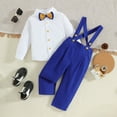 thumbnail image 2 of XAOWF Child Toddlers Boys Gentleman Suit 2 Pieces Set Formal Dress Shirt With Bowtie And Suspender Pants 1-6 Years Stylish Leisure Outfit, 2 of 9