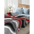 thumbnail image 4 of Grey Geometric Full Size Flat Sheet, Wrinkleproof & Fadeproof Cooling Flat Bed Sheet Only, Modern Abstract Black White Red Striped Breathable Soft Bedding Top Sheets 81 x 96 Inches, 4 of 8