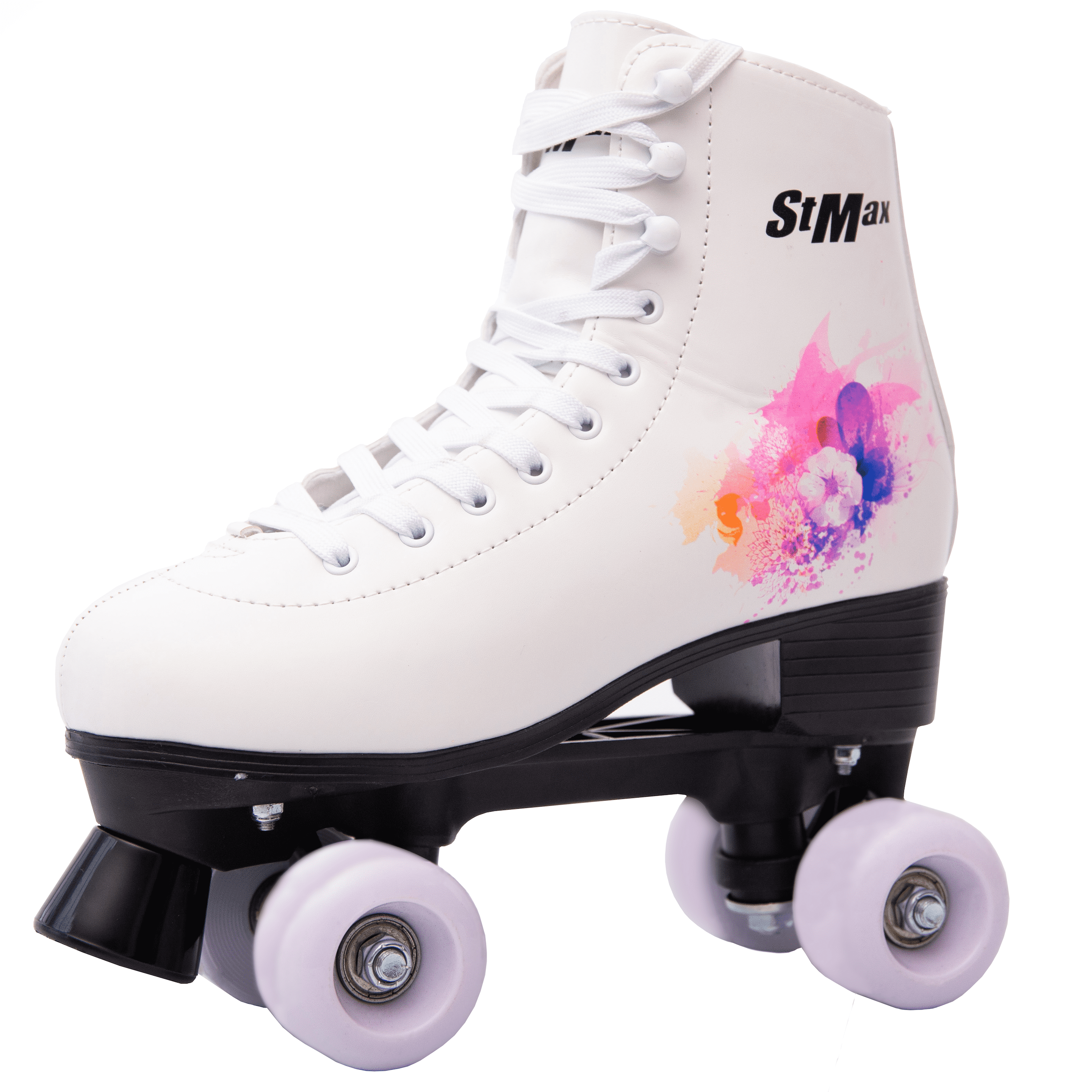 Quad Roller Skates for Girls and Women Size 2.5 Youth Pink Flower Outdoor Derby 