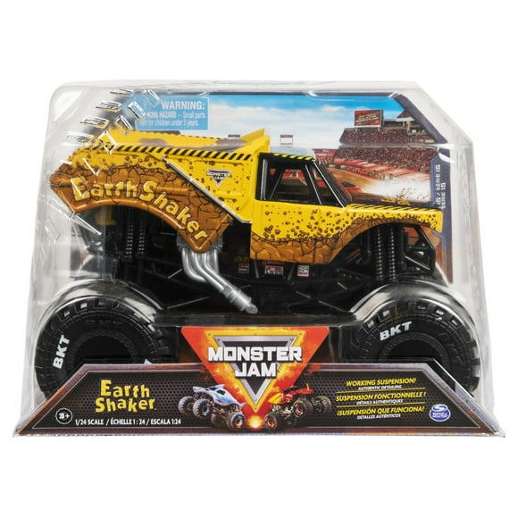 Monster Jam, Official Earth Shaker Monster Truck, Collector Die-Cast Vehicle, 1:24 Scale, Kids Toys for Boys Ages 3 and up