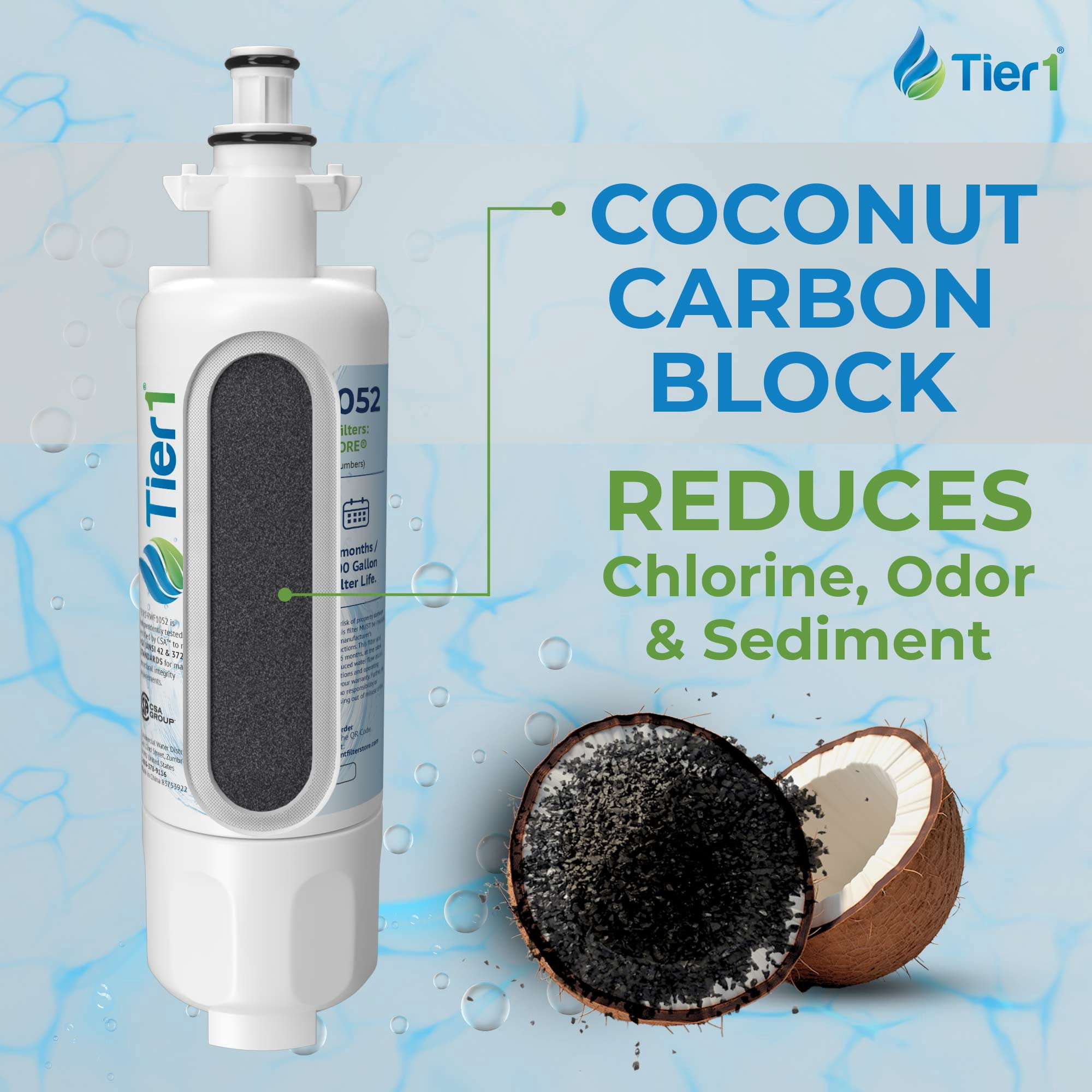 Tier1 RWF1052 ADQ36006101 Refrigerator Water & Air Filter Combo | Replacement for LG LT700P & Kenmore 9690 Fridge Filter - Up to 18 Months Supply | Easy Install | Odor Control | Clean Water (3-pk)
